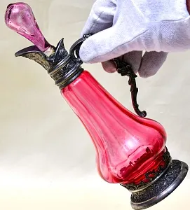 Соусник - Графинчик, Хрусталь / Олово, BEYER Германия 50-е годы ХХ века.