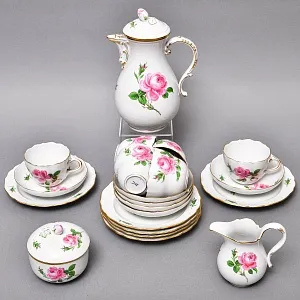 Фарфоровый Чайный Сервиз «РОЗА Мейсена» на 6-ть персон, MEISSEN / МЕЙСЕН Германия. 