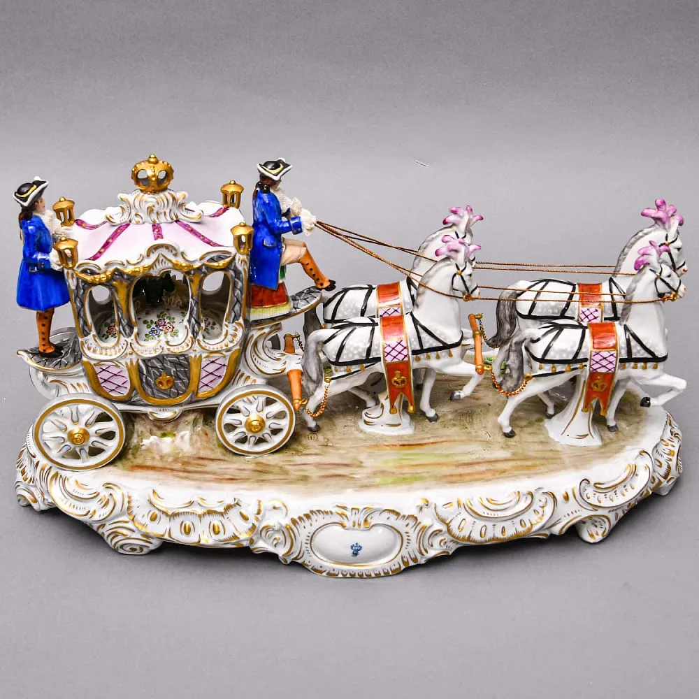 Редкость! Большая Фарфоровая статуэтка «КАРЕТА», SITZENDORF Германия, середина ХХ века.