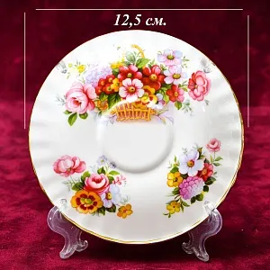 Коллекционная Фарфоровая Кофейная пара «ЛЕТО», ROYAL ALBERT Англия, вторая половина ХХ века.