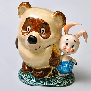 Авторская Коллекционная Фарфоровая Статуэтка «Винни - Пух и Пятачок», Россия.