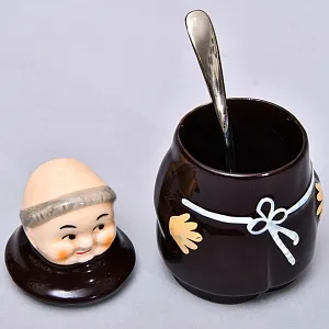 Фарфоровый Соусник - Баночка с крышкой на 150 мл. «Очаровательный Монах», Италия.