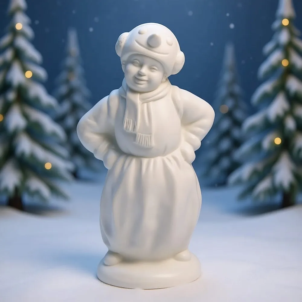 Коллекционная Авторская Статуэтка «Снеговик» из серии «Детский Утренник», фарфор ИФЗ, Россия.