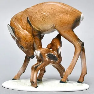 Коллекционная Фарфоровая статуэтка «Олениха и олененок», ROSENTHAL Германия -1948 год. 