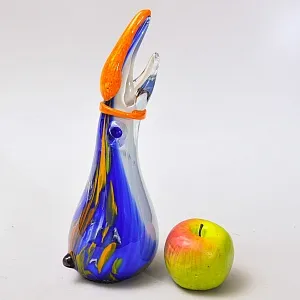Авторская Коллекционная Стеклянная Статуэтка - Ваза «Тукан», Цветное стекло, Россия.