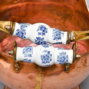 Винтажный Зольник с Фарфоровыми ручками Кашпо Медь Англия середина ХХ века!