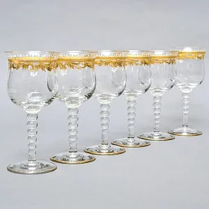 Хрустальные Фужеры - Бокалы для вина серия «Gold Laura», JOSEPHINENHUTTE, Германия -50 гг.