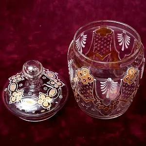 «Золотой узор» - Бисквитница - Сахарница - Баночка с крышкой, Стекло Англия 30-е годы ХХ века.