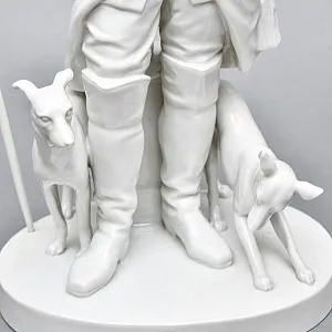 Антикварная Фарфоровая статуэтка «Старый Фриц. Король Пруссии Фридрих II с собаками»,  Volkstedt Германия.