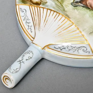 Антикварное Фарфоровое Настенное Кашпо - Ваза «Веер», роспись, Limoges Франция -1891 год.