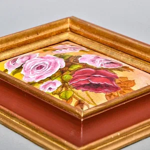 Авторская Эмаль - Картина - Натюрморт «Розовый Букет», Металл, Эмаль Германия -1983 год.