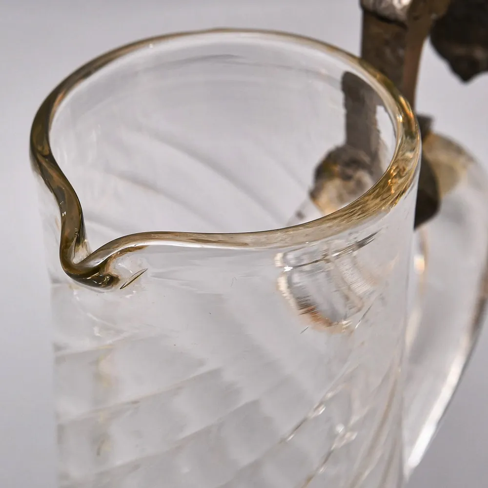 Старинный Хрустальный Кувшин - Графин с Оловянной крышкой, Ручной работы Германия середина XX века.