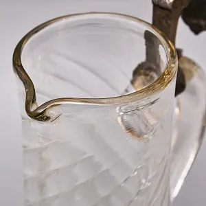 Старинный Хрустальный Кувшин - Графин с Оловянной крышкой, Ручной работы Германия середина XX века.