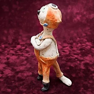 Авторская Коллекционная Керамическая Статуэтка «Кот Мечтатель», Шамотная Глина, Россия.