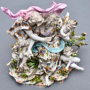 Редкость! Антикварная Фарфоровая статуэтка «ЛЮБОВНАЯ ИДИЛЛИЯ», VOLKSTEDTER Германия.