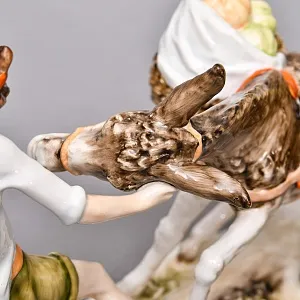 Редкость! Фарфоровая статуэтка «Мальчик и осел», KAISER Германия, 1970 - 1979 годы.