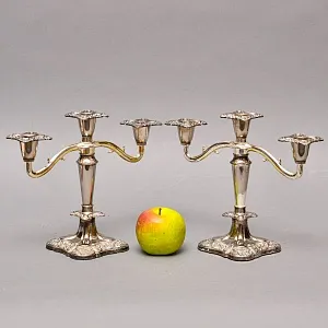 Парные Канделябры - Подсвечники на три свечи Silverplate, SHEFFIELD Англия середина ХХ века.