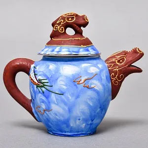 Чайный Сервиз на 6 персон «Небесные Драконы», Фарфор SATSUMA Япония, середина ХХ века.