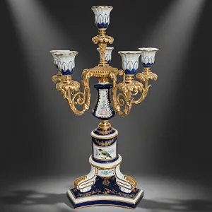 Редкость! Большой Фарфоровый Канделябр - Подсвечник на 6-ть свечей, Giulia Mangani Италия, середина ХХ века. 