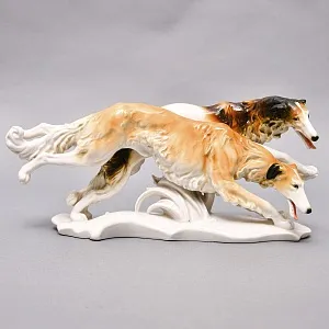 Редкость! Фарфоровая Статуэтка Пара Собак «Две Борзые», Karl Ens Германия, первая половина ХХ века.