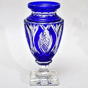 Редкость! Ваза на ноге Синего Цвета, Хрусталь VAL SAINT LAMBERT Бельгия 60гг.