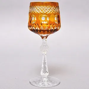 Хрустальный Бокал для вина серия «Monaco» жёлтого цвета, JOSEPHINENHUTTE Германия, 50-е годы ХХ века.