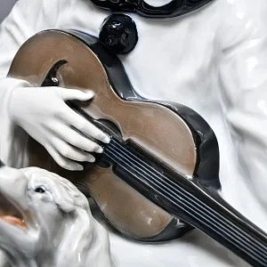 Антикварная Фарфоровая статуэтка «Пьеро с гитарой и пудель», Rosenthal Германия - 1924 год. 