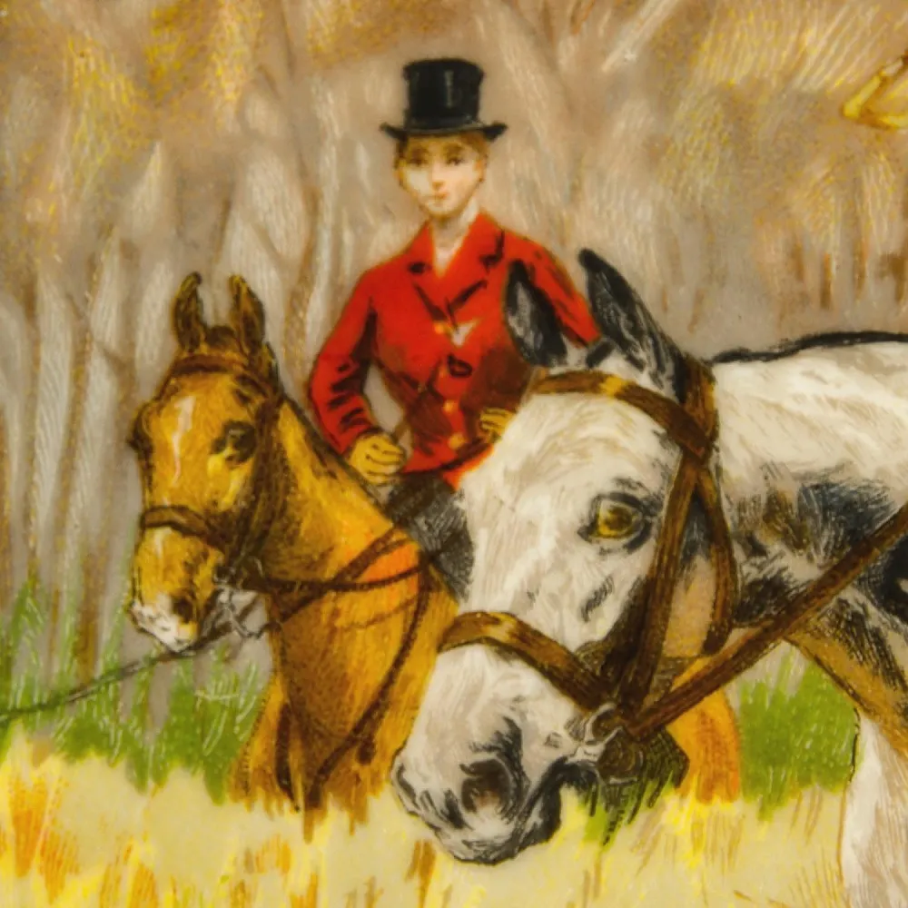 Антикварная Коллекционная Тарелка - Блюдо «ОХОТА НА ЛИС», Фарфор Limoges, Франция начало ХХ века.