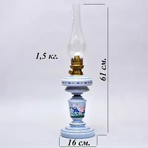 Антикварная Керосиновая Лампа «Kosmos - Brenner», Стекло / Роспись, Франция начало ХХ века.