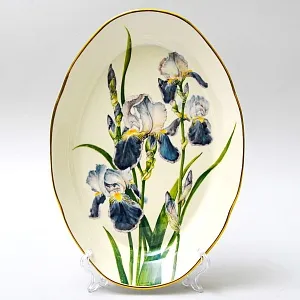 Редкость! Авторская Роспись! Коллекционная Фарфоровая Тарелка - Блюдо «ИРИСЫ», Россия. 