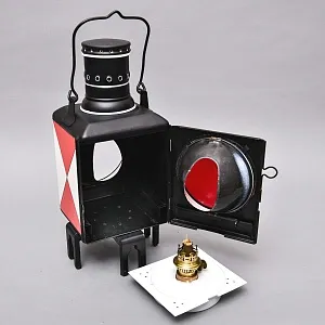 Большой Антикварный Железнодорожный Керосиновый Сигнальный Фонарь, Франция начало ХХ века.