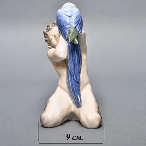 Коллекционная Фарфоровая статуэтка «Фавн с попугаем», Royal Copenhagen Дания, 50-е годы.