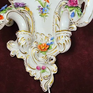 Парные Настенные Электрические Бра - Канделябры, Фарфор PLAUE Von Schierholz Германия.