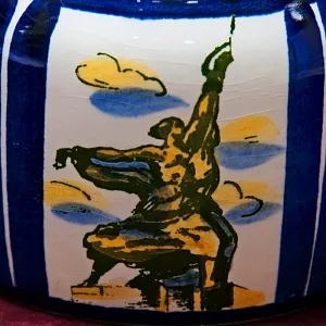 Фаянсовая Агитационная Банка с крышкой - Емкость «30 лет ВДНХ» ЗиК Конаково -1969 год.