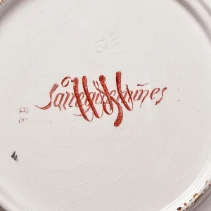 Антикварная Тарелка «Генералы Республики», Фаянс Sarreguemines, Франция 1875 - 1900 гг.