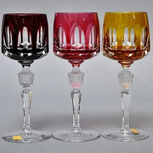 Бокалы для вина - 6 шт., Цветной Хрусталь серия «ANTIKA», NACHTMANN Германия, 70 -е годы. 