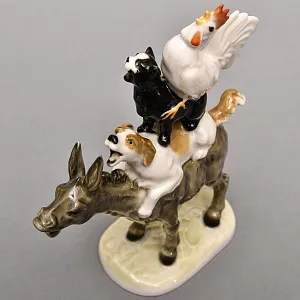 Авторская Фарфоровая Статуэтка «Бременские музыканты», Hutschenreuther, Германия -1955 год.