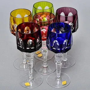 Бокалы для вина - 6 шт., Цветной Хрусталь серия «ANTIKA», NACHTMANN Германия, 70 -е годы. 