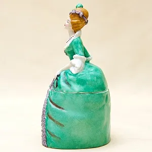 Редкость!!! Фарфоровая Шкатулка - Статуэтка «Дама в зеленом платье». SITZENDORF Германия