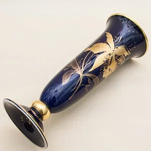 Кобальтовая Винтажная Ваза коллекция «Золотой Нарцисс» LINDNER Kups Bavaria, Германия 60гг.