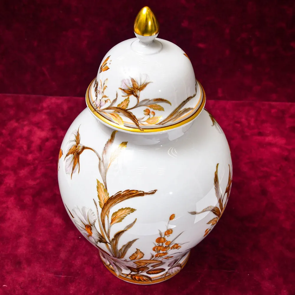 Большой Авторский Вазон - Ваза с крышкой «Цветение Лета» Фарфор KAISER Германия.