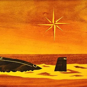 Агитационное Настенное Панно - Картина «Моряки Подводники! На страже Родины!» ВМФ СССР - 1988 год.