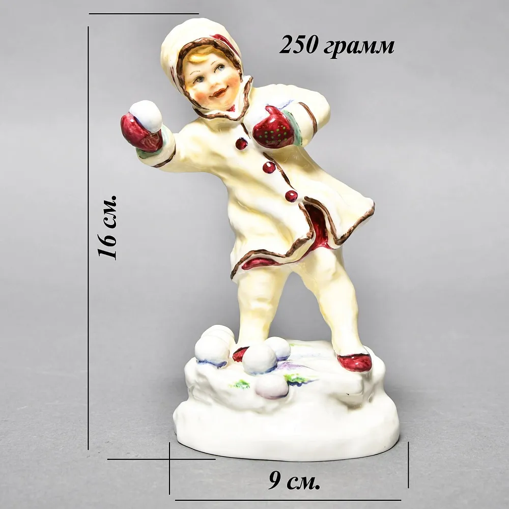 Авторская Фарфоровая статуэтка «Девочка со снежком», Royal Worcester Англия.