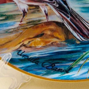 Коллекционная Тарелка - Блюдо «Птицы - Трясогузки у водопада» Фарфор, Reichenbach Германия.