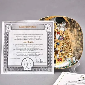 Коллекционная Тарелка «Шедевры Густава Климта. ПОЦЕЛУЙ», Фарфор Lilien Porzellan Австрия, 1990 год. 