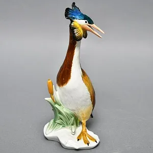 Редкость!  Птица - Большая Фарфоровая статуэтка «Чомга - Поганка» Карл Энс / Karl Ens, Германия -50 гг.