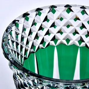 Коллекционная Хрустальная Ваза зелёного цвета, VAL SAINT LAMBERT (Вал Сант Ламберт), Бельгия.