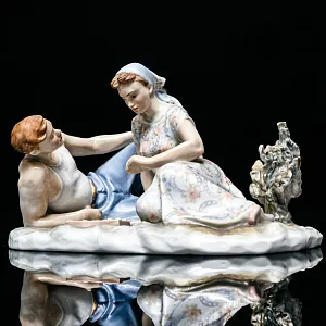 Большая Коллекционная Фарфоровая статуэтка «Затянувшаяся партия», ДФЗ Дулево Россия. 