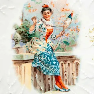 Редкость! Антикварная Фарфоровая Тарелка - Блюдо «Девушка с веретеном», Works Karlsbad, Австрия конец XIX - начало ХХ века.