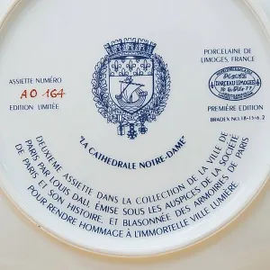  Коллекционная Тарелка «Париж - Собор Парижской Богоматери» Фарфор, Лимож, Limoges, Франция.